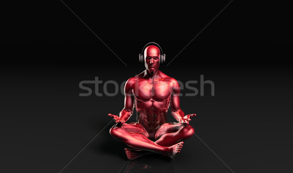 Muziek leven godsdienst man hoofdtelefoon Stockfoto © kentoh