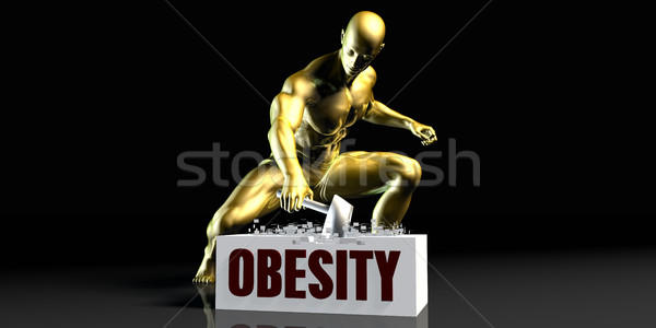 ожирение черный золото молота человек Сток-фото © kentoh