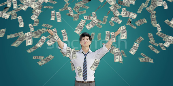 Stock fotó: ázsiai · férfi · pénz · zuhan · égbolt · üzlet
