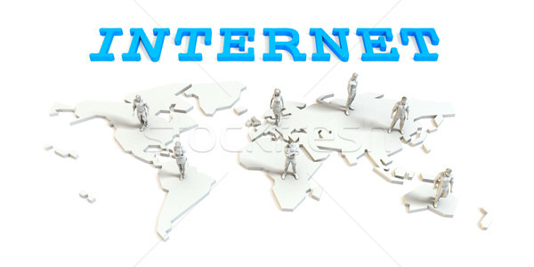 Internet commerce mondial résumé personnes permanent carte Photo stock © kentoh