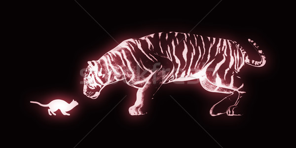 Bizalom üzlet kiscica tigris macska nyomtatott Stock fotó © kentoh