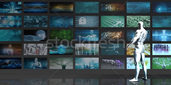 Video Streaming Unterhaltung Technologie Internet Mann Stock foto © kentoh