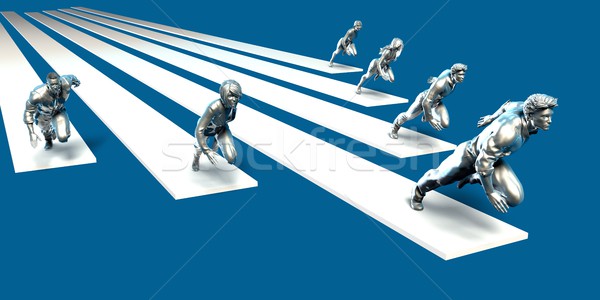 Businessmen Teamwork Running Together Stock photo © kentoh