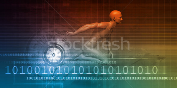 Man Racing on a Technology Background Stock photo © kentoh