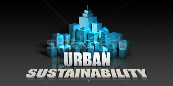 Városi fenntarthatóság kék fekete absztrakt háttér Stock fotó © kentoh