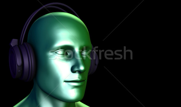 Man with Headphones Listening to Music Meditating Stock photo © kentoh
