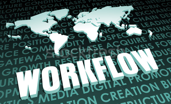 Workflow Industrie global Standard 3D Karte Stock foto © kentoh