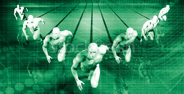 Businessmen Teamwork Running Together Stock photo © kentoh