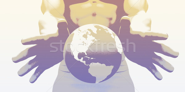 Wereldwijde business markt leider bedrijf man wereld Stockfoto © kentoh