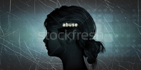 Mulher abuso pessoal desafiar azul Foto stock © kentoh