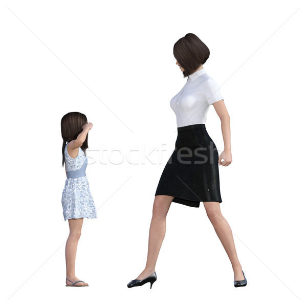 Mother Daughter Interaction of Mom Disciplining Girl Stock photo © kentoh