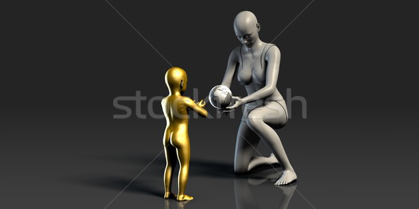 Mother and Son Holding Earth Stock photo © kentoh