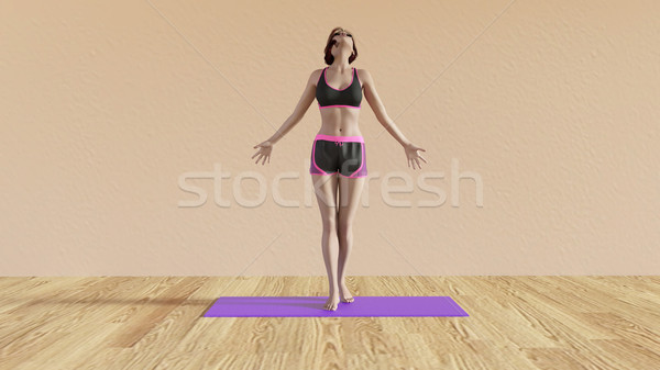 Stok fotoğraf: Yoga · sınıf · solunum · poz · örnek · kadın