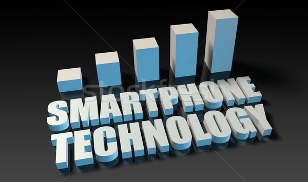 Stock fotó: Okostelefon · technológia · grafikon · diagram · 3D · kék