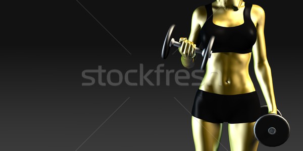 Metal Steel Woman Lifting Weights Stock photo © kentoh