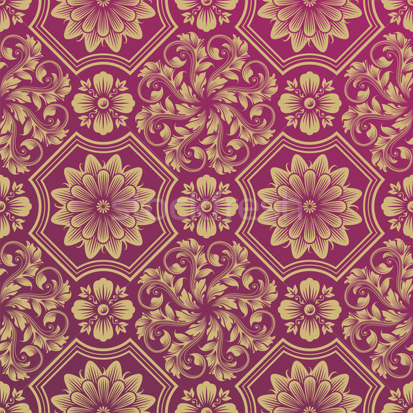 Damassé wallpaper or floral modèle Photo stock © keofresh
