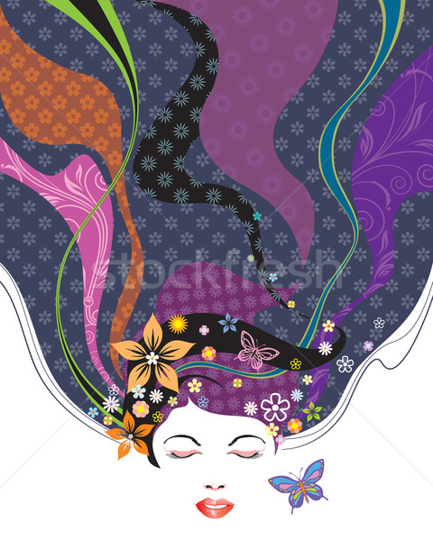 Piękna fryzura kwiatowy wzór projektu kwiat Zdjęcia stock © keofresh