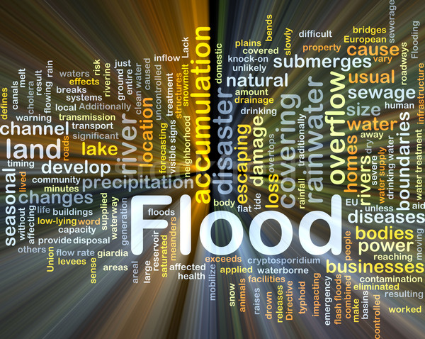 árvíz izzó szófelhő illusztráció fény víz Stock fotó © kgtoh