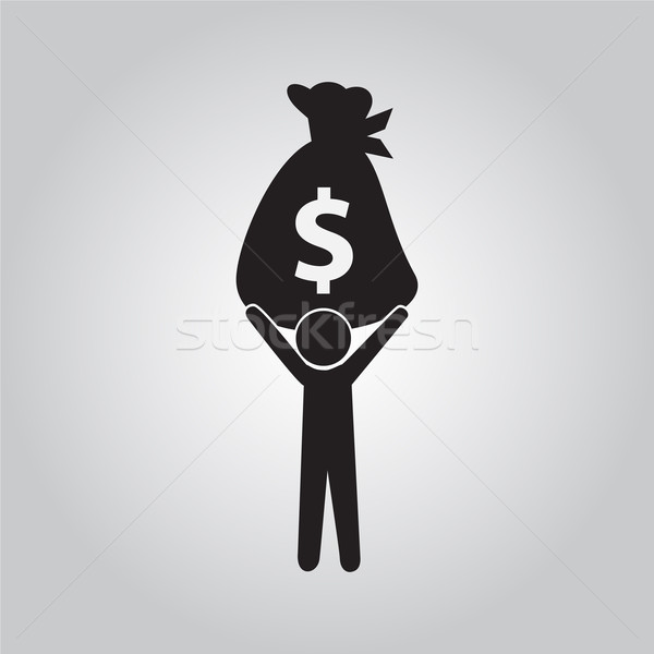 Férfi hordoz táska pénz illusztráció monokróm Stock fotó © Kheat