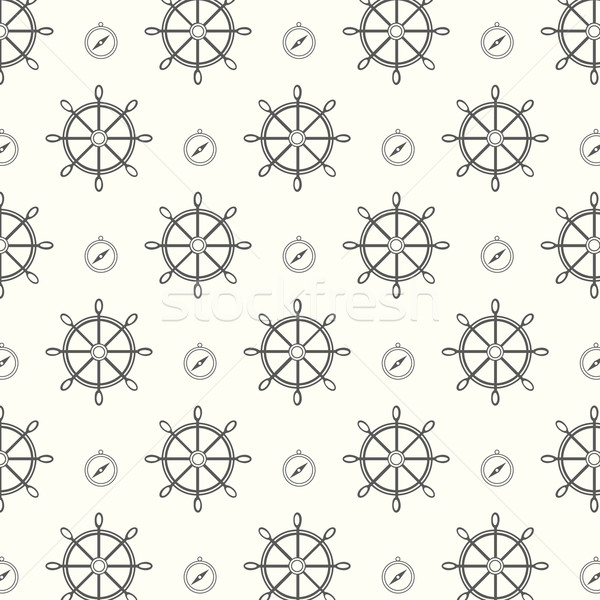 vector seamless pattern ship wheels and compass background Stock photo © Kheat