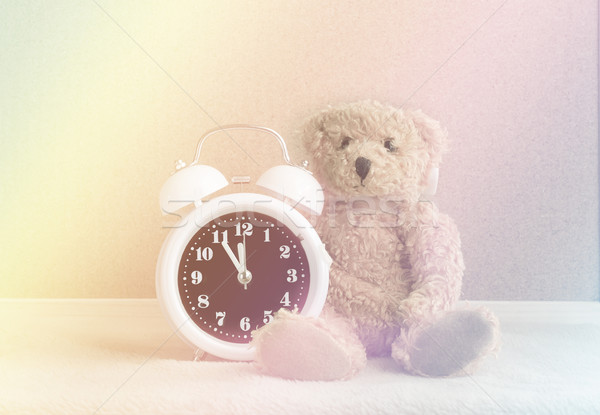 Alarm clock and teddy bear for background Stock photo © Kheat