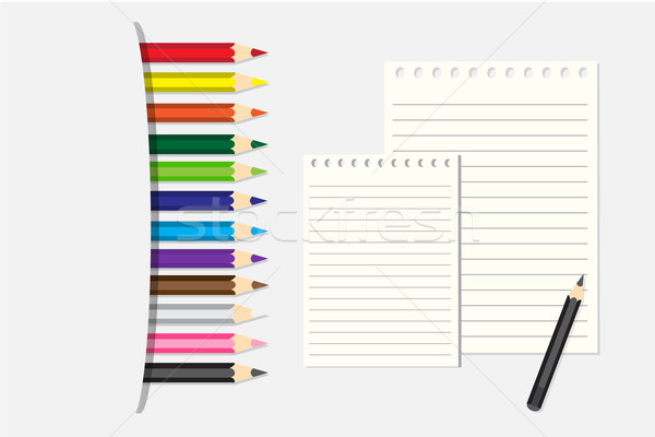Vector illustration Colored pencils and notepad Stock photo © Kheat
