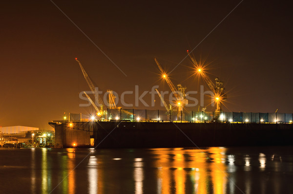 Kargo gemi vinç tamir akşam karanlığı gece Stok fotoğraf © Kheat
