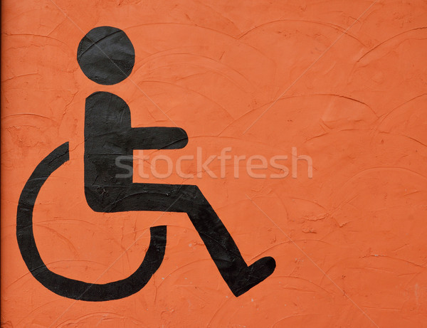 Symbole handicapés orange mur voiture fond [[stock_photo]] © Kheat