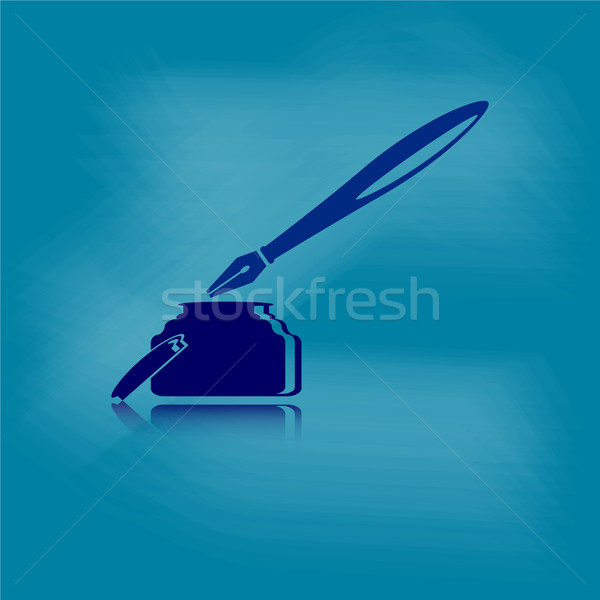 Stock photo: ink pen  with dusty chalk board background