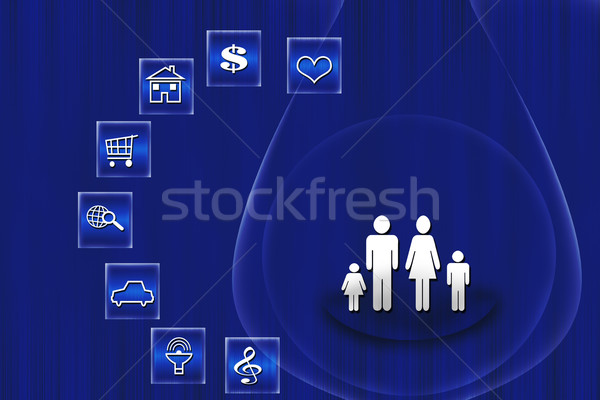 Stockfoto: Sociale · mensen · Blauw · technologie · achtergrond · communicatie