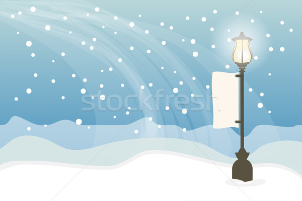 Snowy with lamppost, Christmas background Stock photo © Kheat