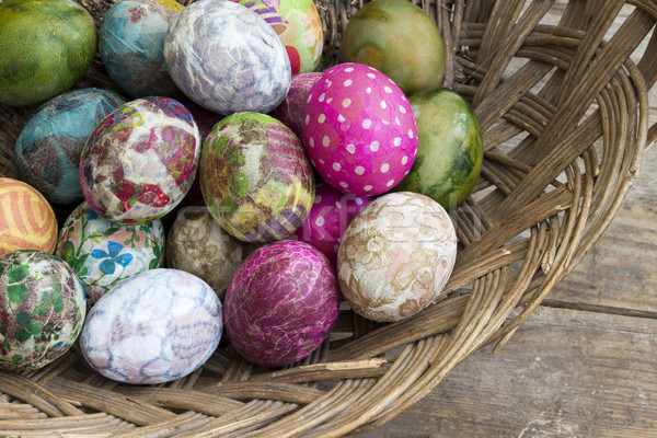 Groupe coloré œufs de Pâques panier peint décoré [[stock_photo]] © Kidza