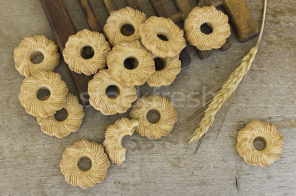 Thé temps biscuits fraîches biscuit table en bois [[stock_photo]] © Kidza
