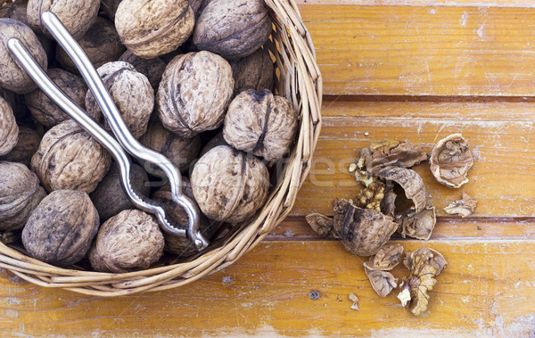 Noix panier table texture bois [[stock_photo]] © Kidza