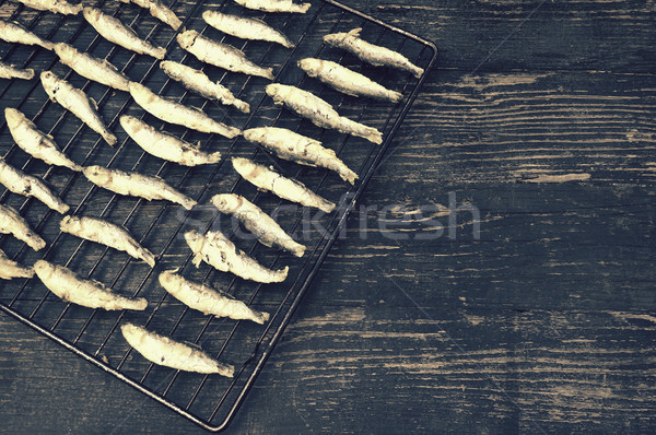 Grillés bois poissons chaud Cook déjeuner [[stock_photo]] © Kidza