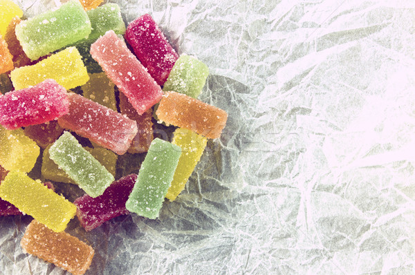 Kandírozott gyümölcs zselé édesség papír egészség Stock fotó © Kidza