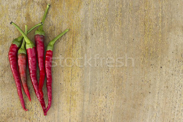 Chaud piment poivrons rouge bois [[stock_photo]] © Kidza