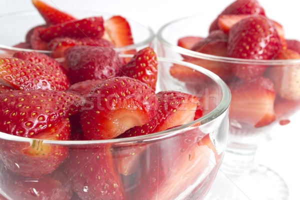 Fraîches fraises verre bol rouge fraise [[stock_photo]] © Kidza