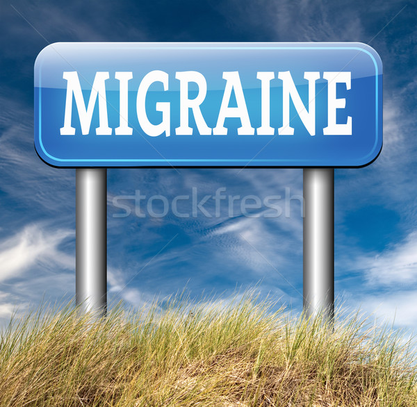Migrena durere de cap nevoie analgezic semna concept Imagine de stoc © kikkerdirk