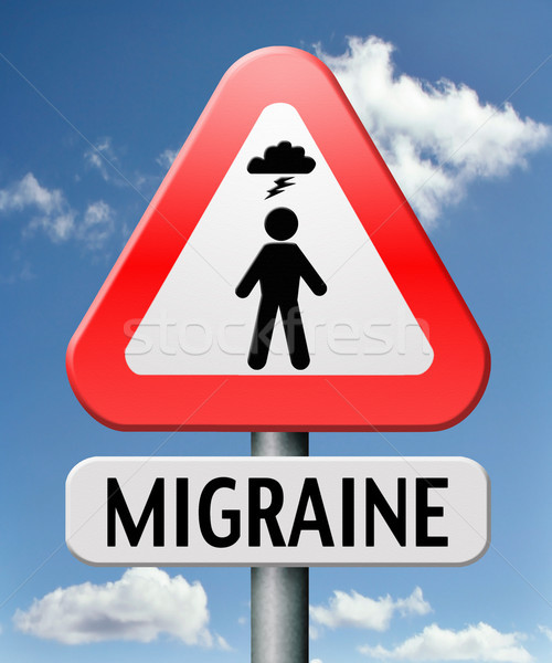 Migrena durere de cap nevoie analgezic profilaxie terapie Imagine de stoc © kikkerdirk