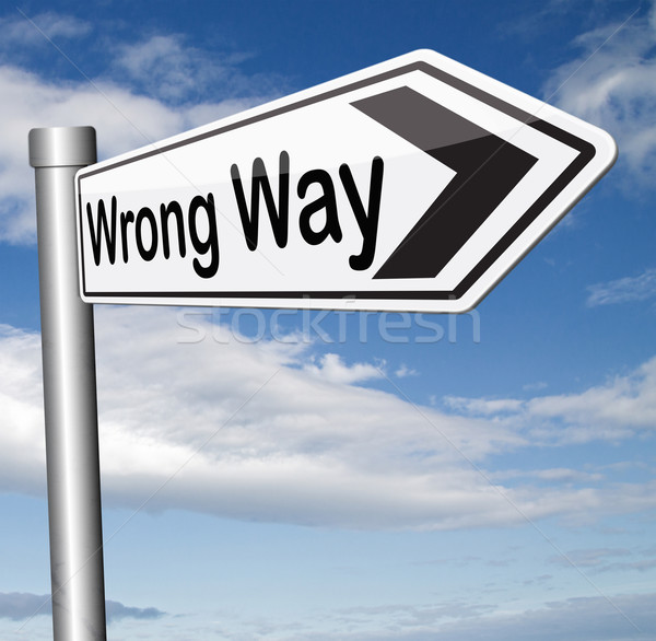 Falsch Weg Zeichen groß Fehler drehen Stock foto © kikkerdirk