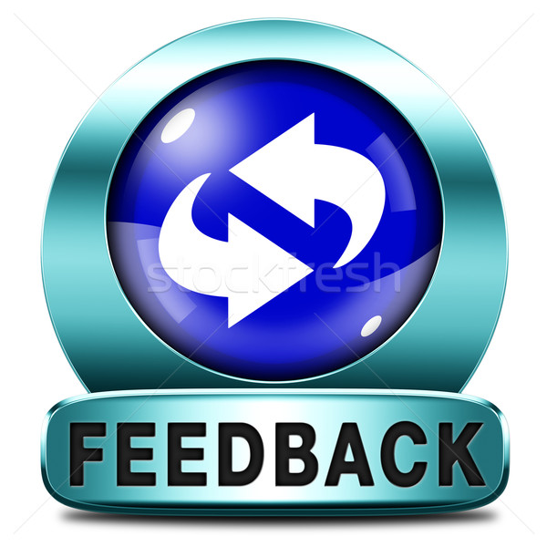 Comentários ícone botão comentários melhoria satisfação do cliente Foto stock © kikkerdirk