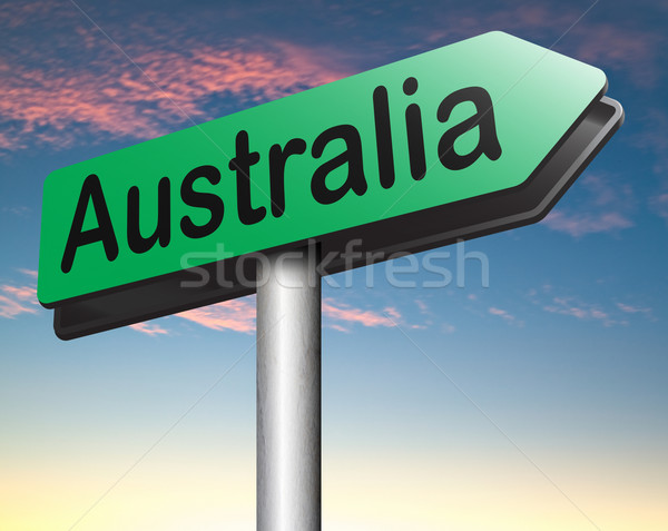 Stock foto: Australien · Zeichen · nach · unten · Kontinent · Tourismus · Urlaub