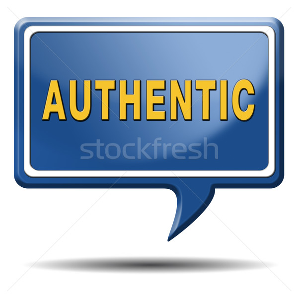 Authentiek knop icon kwaliteit gegarandeerd label Stockfoto © kikkerdirk