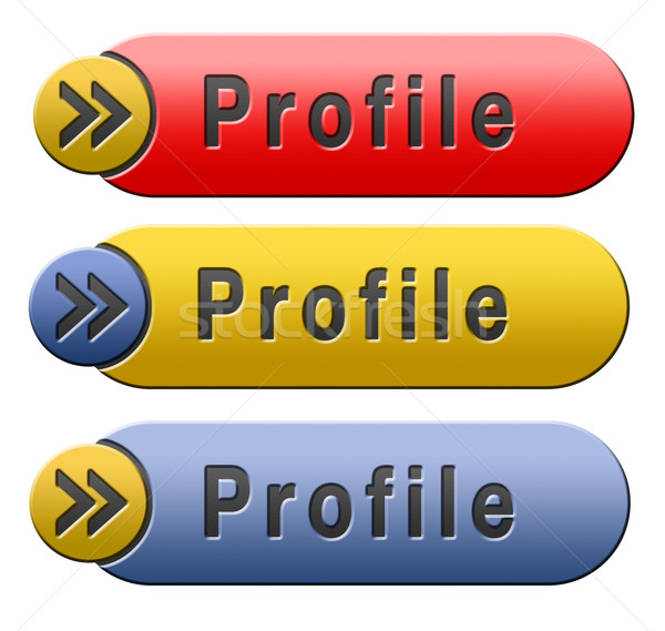 Perfil pessoal informação bio sobre nós botão Foto stock © kikkerdirk