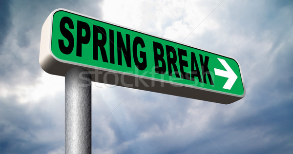 Tavaszi szünet ünnep iskola vakáció felirat Stock fotó © kikkerdirk