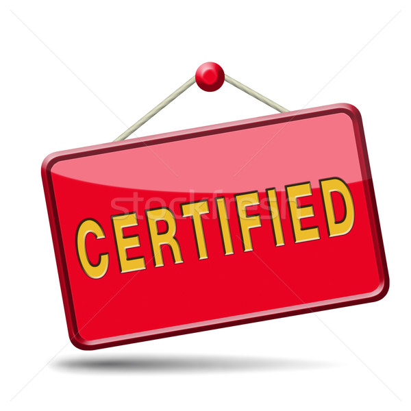 Certificato professionali qualificato rosso timbro etichetta Foto d'archivio © kikkerdirk