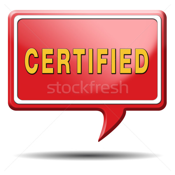 Certificado profissional qualificado vermelho carimbo etiqueta Foto stock © kikkerdirk