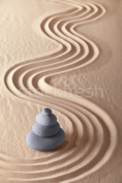 Japonez zen grădină meditaţie piatră echilibra Imagine de stoc © kikkerdirk