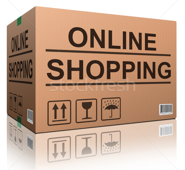 Compras on-line caixa ícone expedição teia compras Foto stock © kikkerdirk